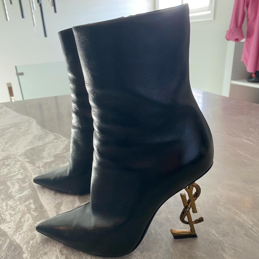 YSL black boot heels